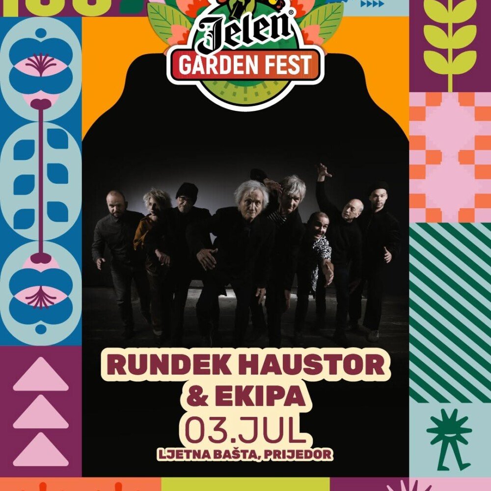 Darko Rundek uz članove Haustora na Jelen Garden Festu