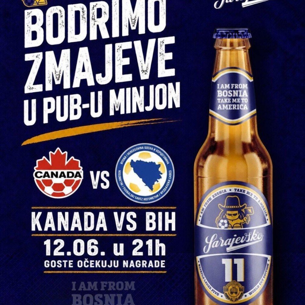 Kanada vs BiH navijanje Sarajevo u Pubu Minjon
