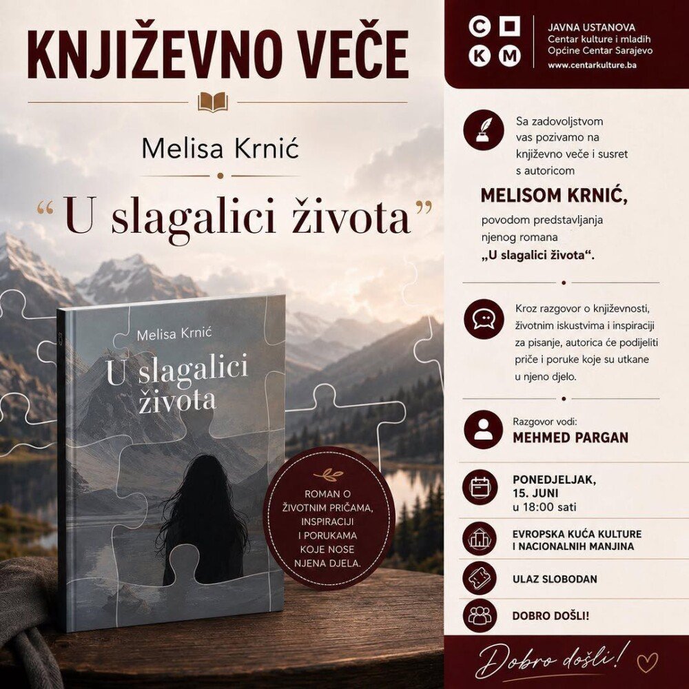 Književna večer sa Melisom Krnić Sarajevo