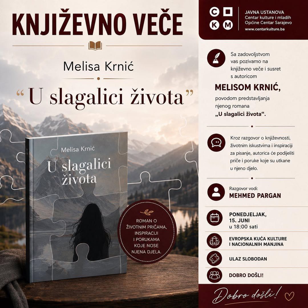 Književna večer sa Melisom Krnić Sarajevo