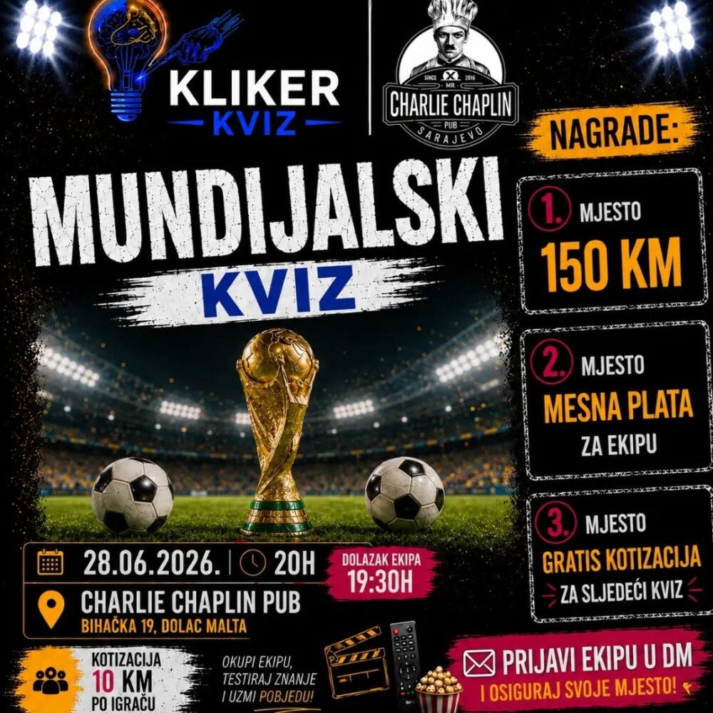 Mundijalski kviz Sarajevo u Charlie Chaplin Pubu