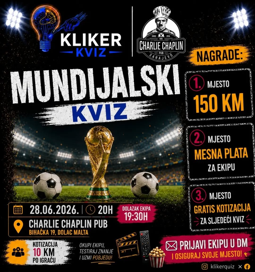 Mundijalski kviz Sarajevo u Charlie Chaplin Pubu