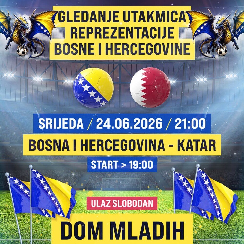 Javno gledanje utakmice BiH – Katar Sarajevo