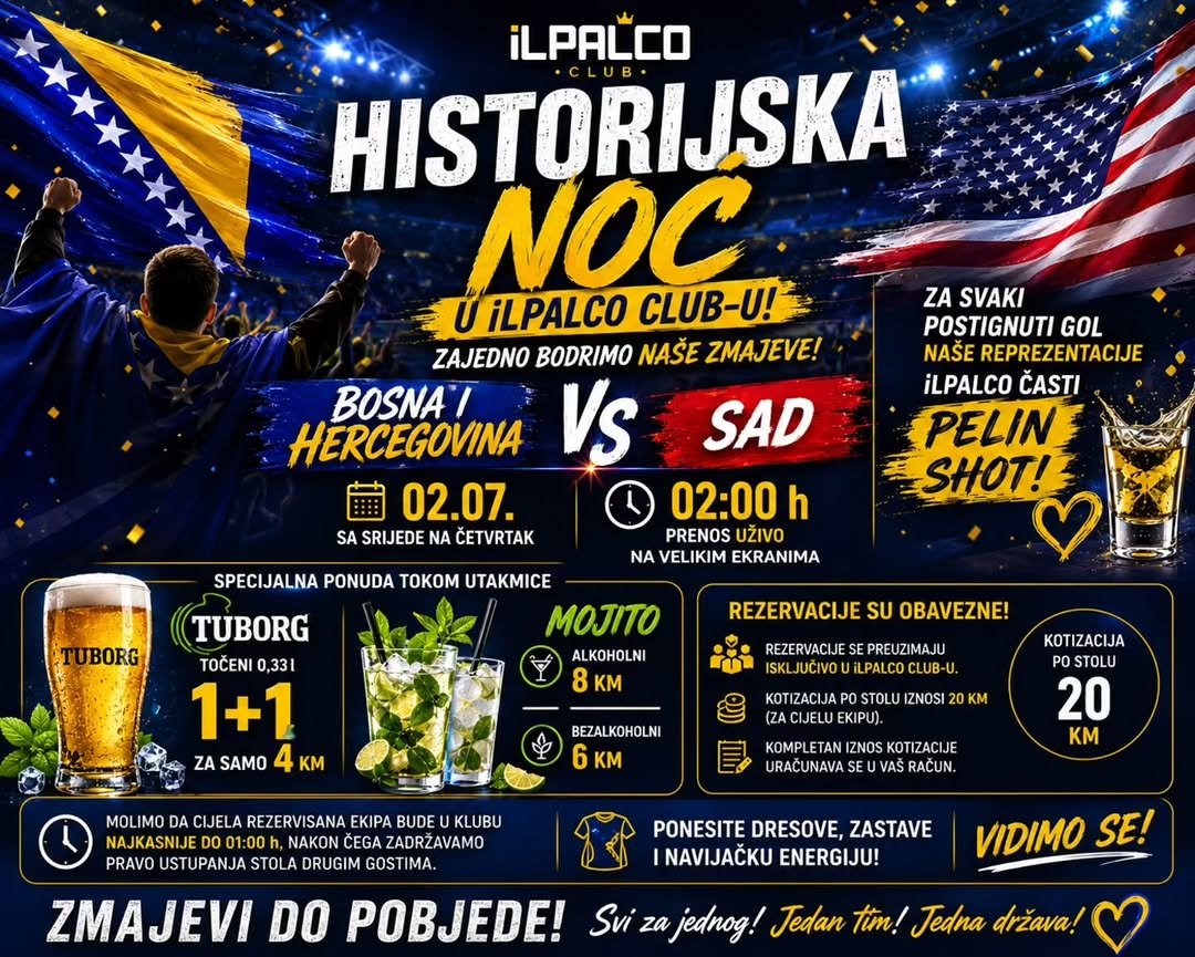 Historijska noć u iLPALCO Club-u: Bosna i Hercegovina vs SAD prenos uživo