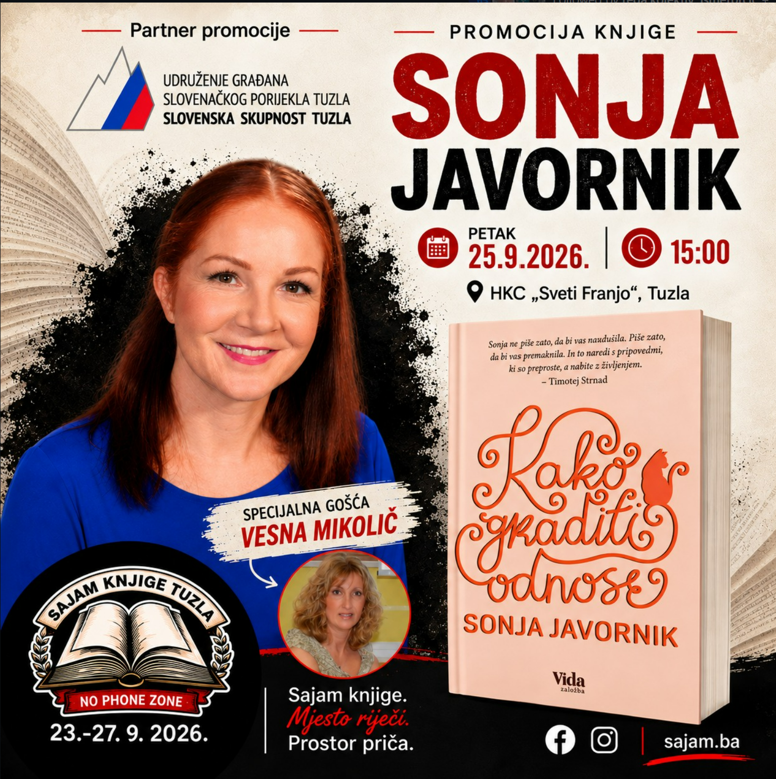Sonja Javornik “Kako graditi odnose” – Sajam knjige Tuzla
